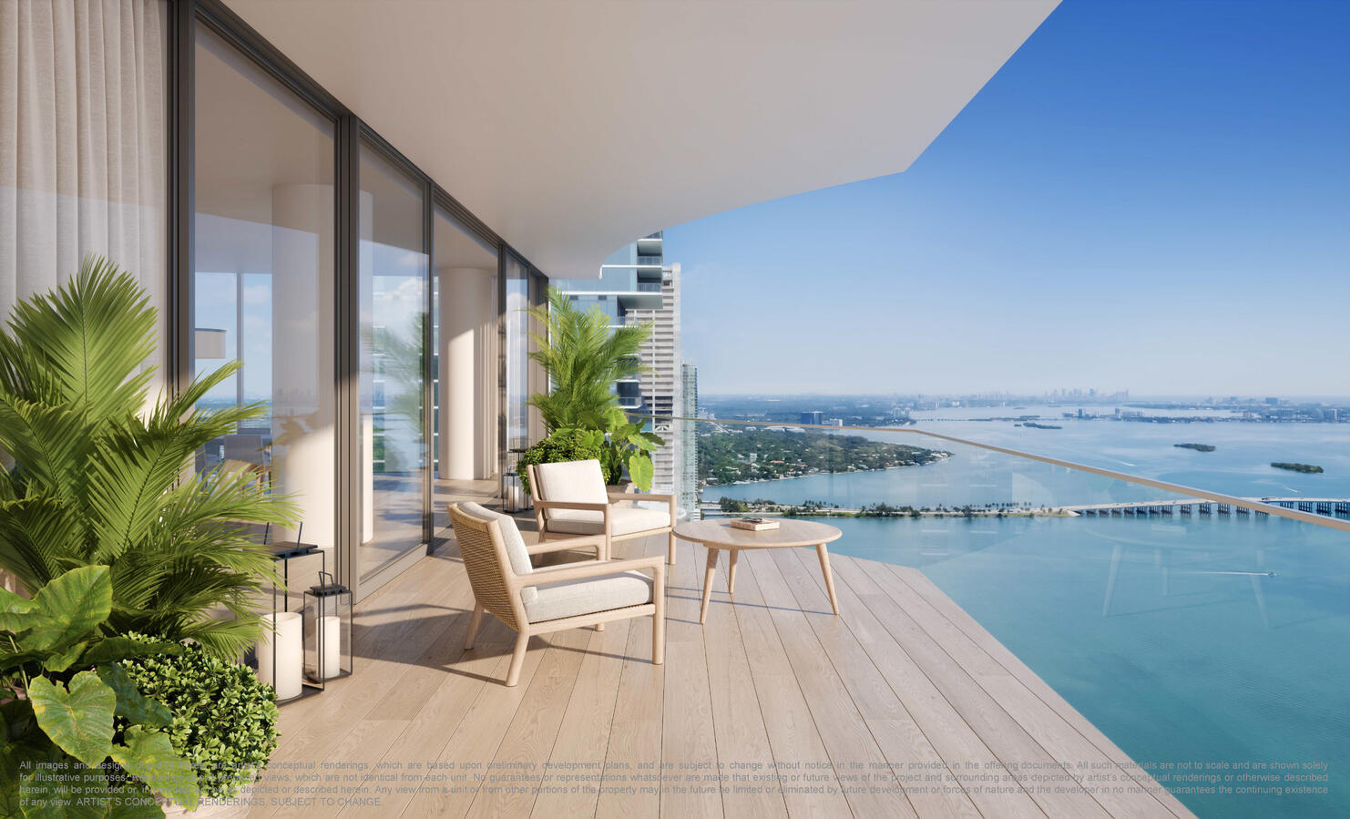 Floor-to-ceiling glass windows and sliding glass terrace doors